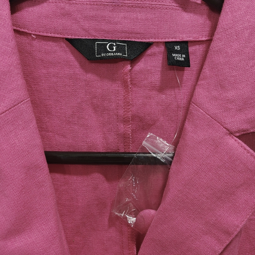 G by Giuliana~Women Hot Pink Linen Wide Leg Pant Jumpsuit~Barbiecore~Preppy~XS - Picture 3 of 9